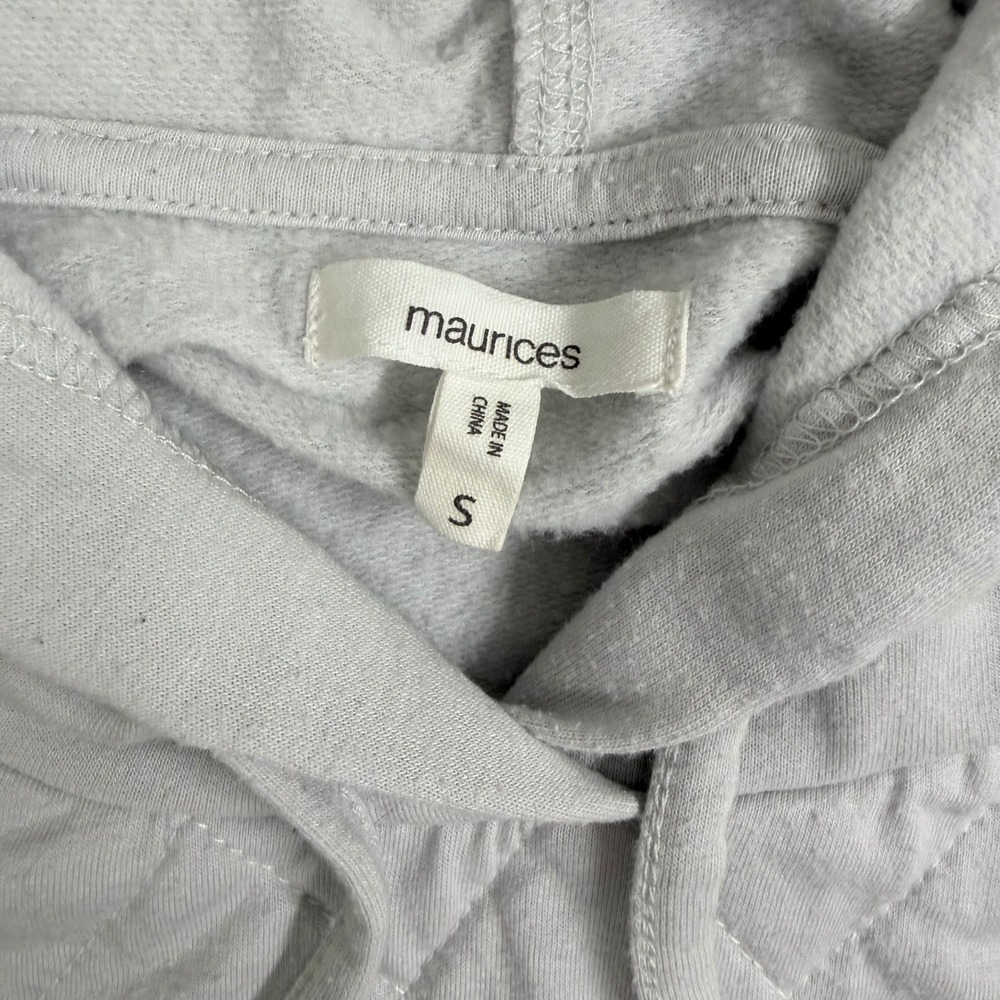 Maurices Light Gray Quilted Front Hoodie Tunic Pocket Pullover Size S - Picture 5 of 7